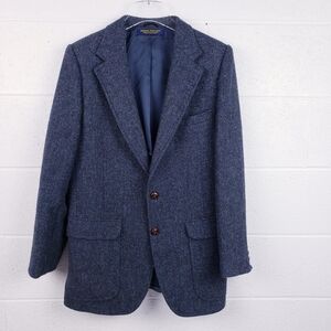 Brooks Brothers Brooksgate‎ Blazer Blue Plaid Wool Tweed Two Button Size 41R